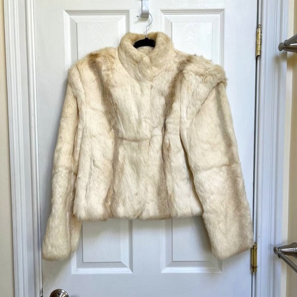 Jackets & Blazers - Vintage 100% Natural Rabbit Fur Cropped Jacket Coat